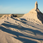 The Lake Mungo lunette has eroded significantly in the recent past. Photograph © Ian Brown