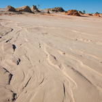 Heavy storms wash the Mungo lunette sediments back towards the lake. Photograph © Ian Brown